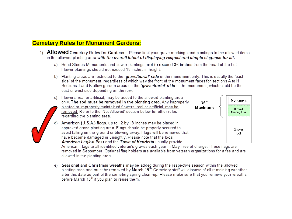 Allowed Cemetery Rules